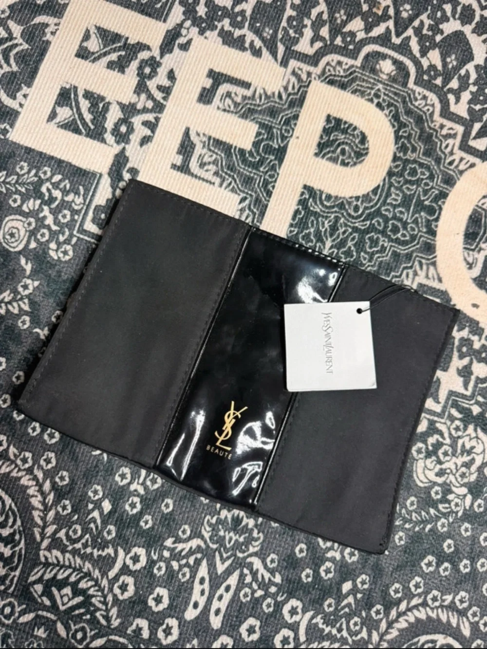 Yves Saint Laurent (YSL) Black Patent Leather Travel Card Holder